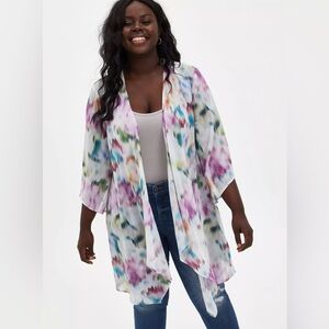 Torrid Pink Ikat Chiffon Hi-Lo Kimono